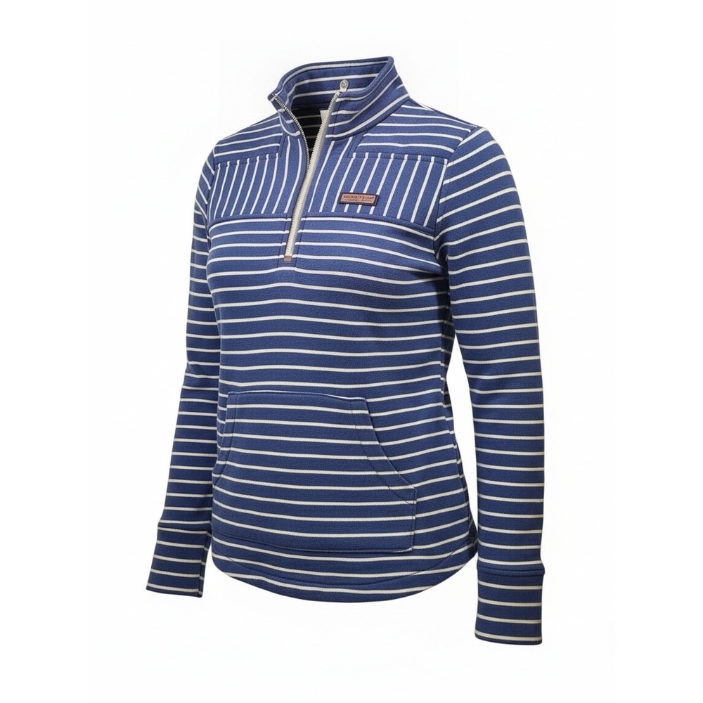 Vineyard Vines Shep Shirt Womens XXS Blue White Striped 1/4 Zip Pullover Top